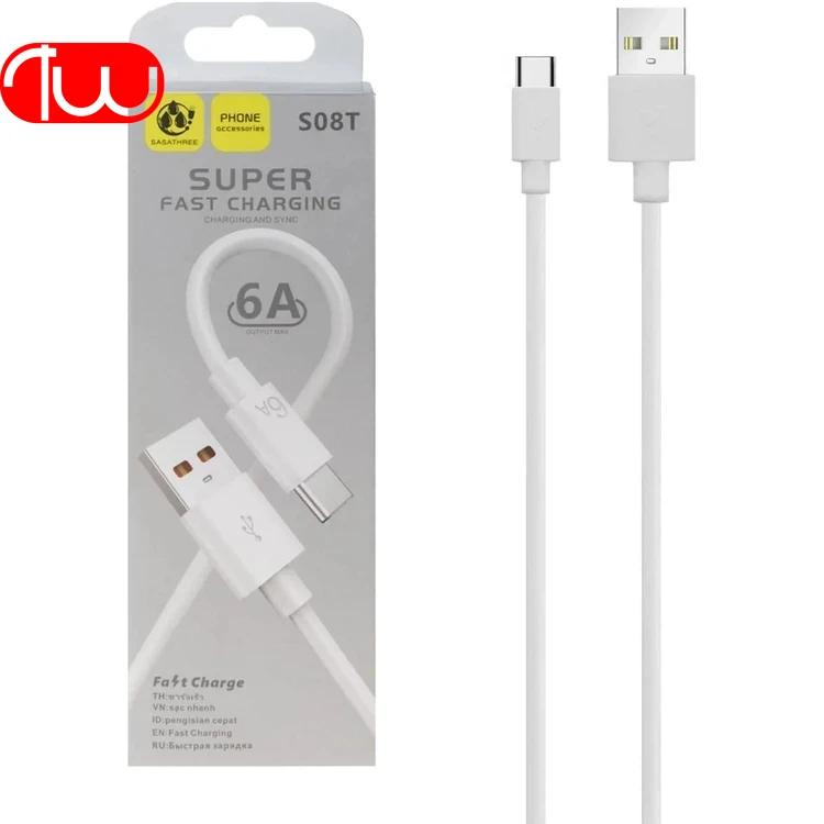 کابل شارژ فست 6 امپر تایپ سی SASATHREE S08T Type-C